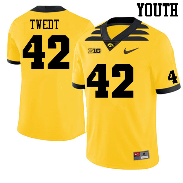 Youth #42 Zach Twedt Iowa Hawkeyes College Football Jerseys Sale-Gold - Click Image to Close